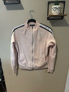 Vintage Y2K- bebe light Pink velour Zip-Front Track Jacket